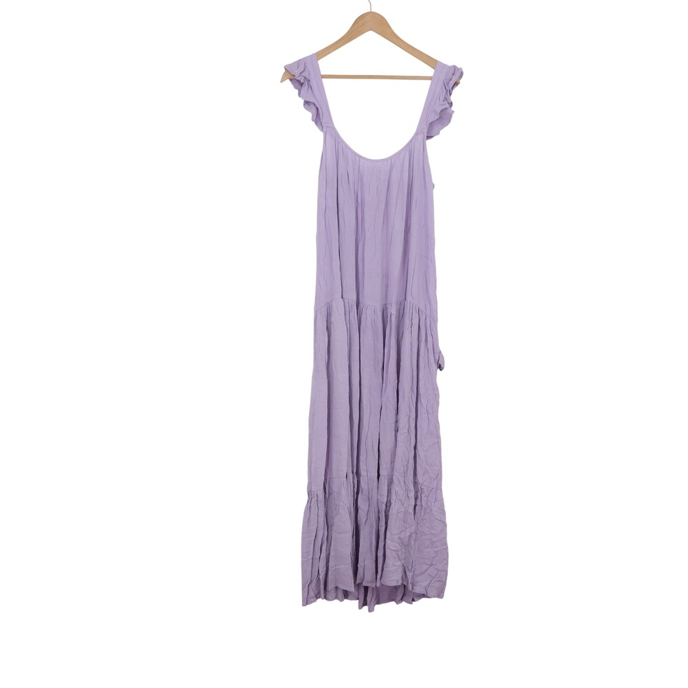 BB Dakota Dress Womens M BL108088 Lavender Ruffle Strap Tiered Maxi Excellent